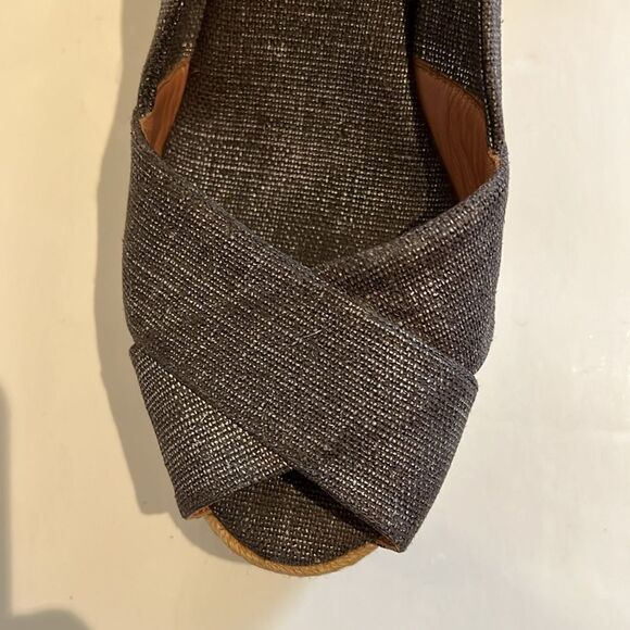 Tory Burch Filipa Wedge Espadrille Metallic Grey Shoes Size 10.5 - Picture 5 of 11